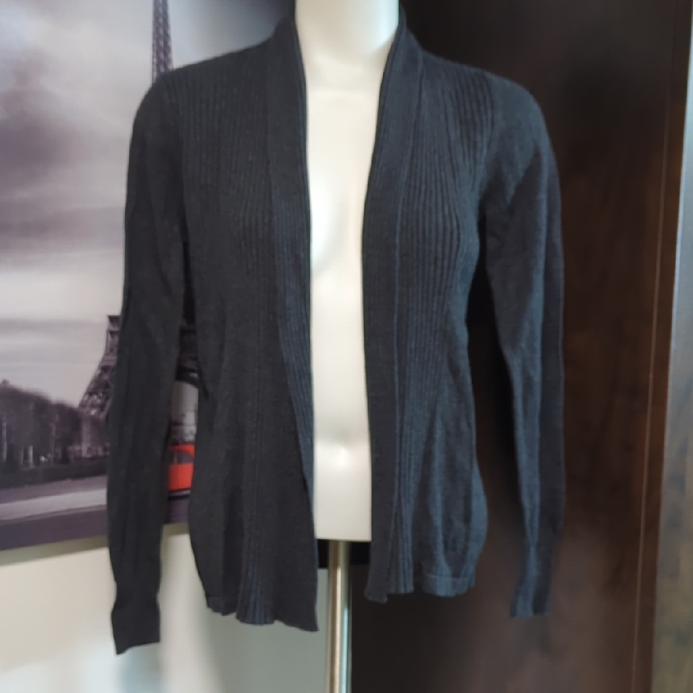 Belldini Charcoal Open-Front Cardigan